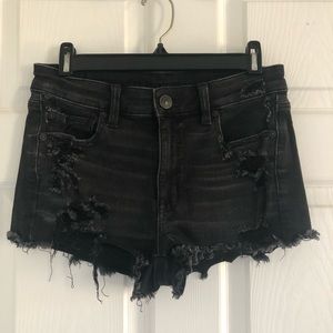Black American Eagle Next Level Stretch Hi-Rise Shortie Jean Shorts Size 6